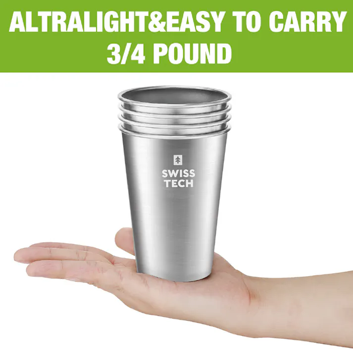 SWISS TECH スイステック スイステック スイステック 4個セット ステンレスカップ コップ シルバー 473ml ST001084 アウトドア用 カップセット 錆びにくい 763000022【別送品】