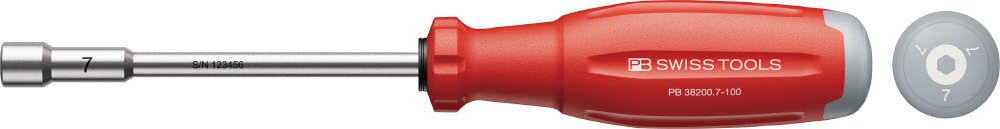PB SWISS TOOLS ピービースイスツールズスイスグリップEVO ナットドライバー M4 ナット適合 サイズ7mm 軸長100mm 全長209mm 38 ドライバー