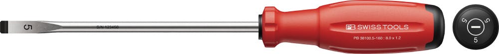 PB SWISS TOOLS ピービースイスツールズスイスグリップEVO マイナスドライバー M4-5 ネジ適合 刃先幅8.0×刃先厚1.2mm 軸長160mm ドライバー