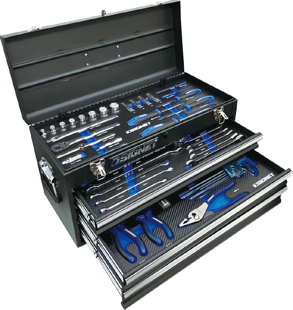 SIGNET 85点組 3/8DR・1/4DR 3段 ツールボックス 工具セット マット