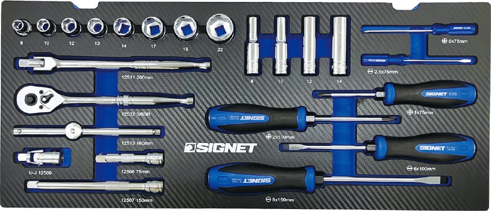 SIGNET 85点組 3/8DR・1/4DR 3段 ツールボックス 工具セット レッド