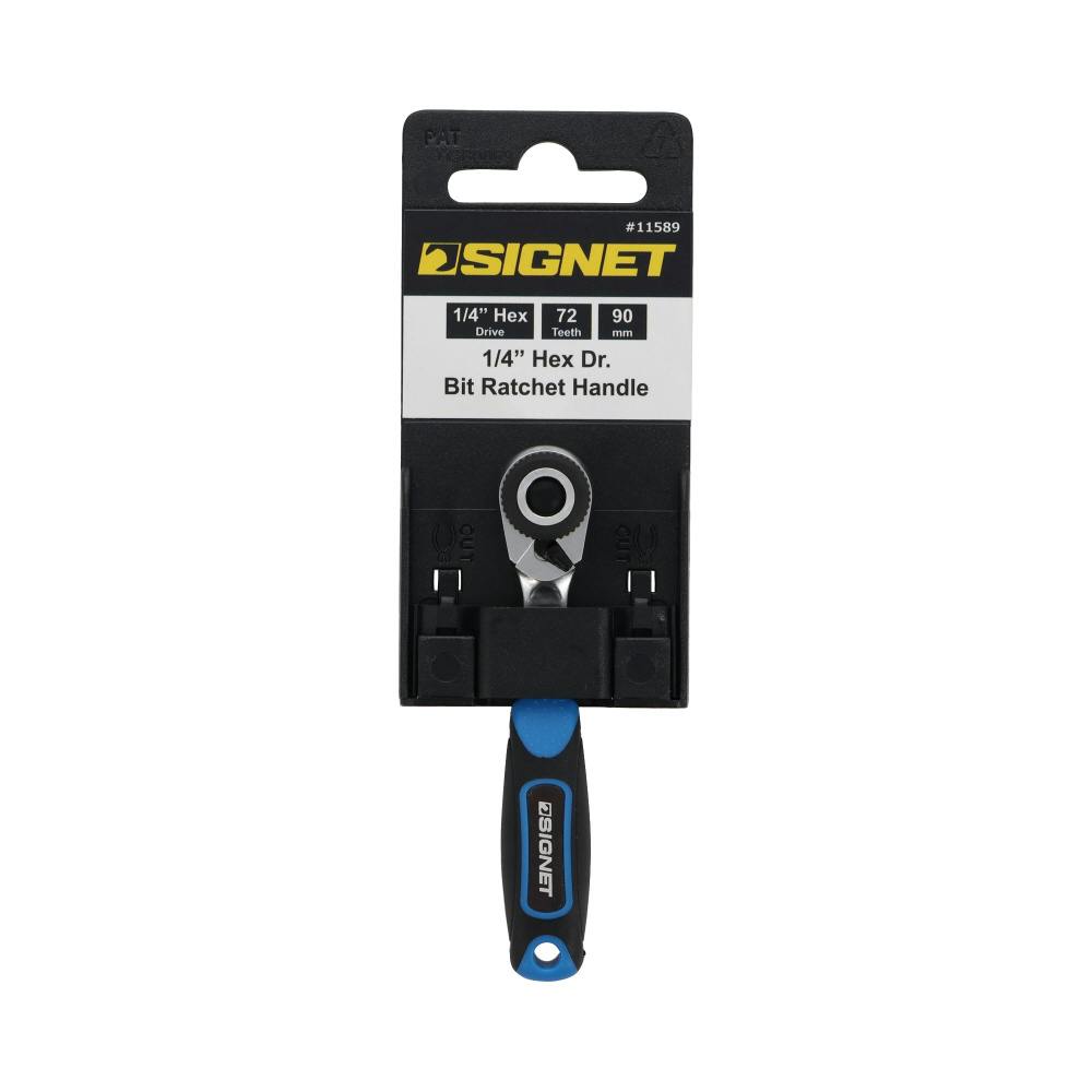 SIGNET 1/4HEX 早回し対応 超小型ビットラチェットハンドル 72ギア 狭