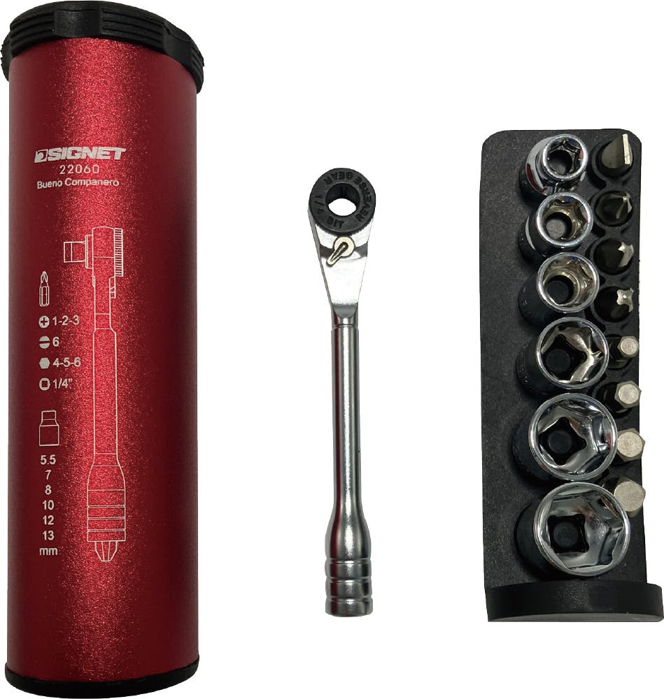 SIGNET 15点組 1/4DR ミニラチェットセット レッド ビット・ソケット
