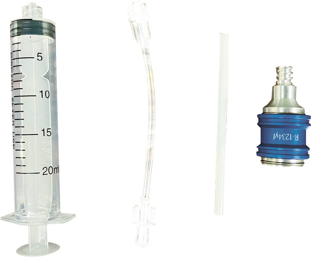 SIGNET カーエアコン用 R1234yf対応 オイル・蛍光剤注入器セット 使い切りタイプ 自動エア抜きカプラー付 40603 000856840603【別送品】