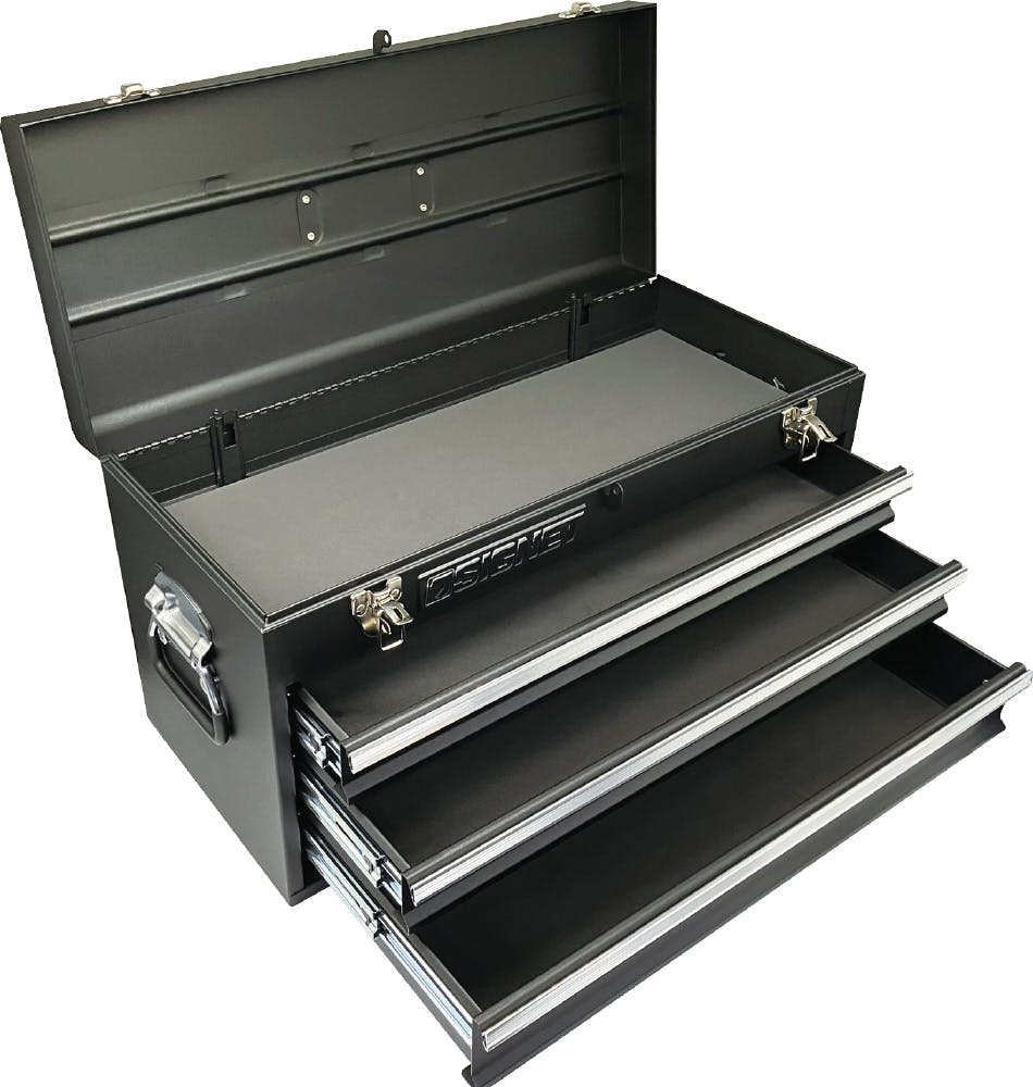 SIGNET 3段式 スチール製 ツールボックス マットブラック トレイ無