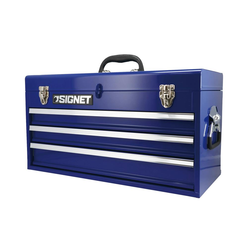 SIGNET 3段式 スチール製 ツールボックス ブルー トレイ無 54381