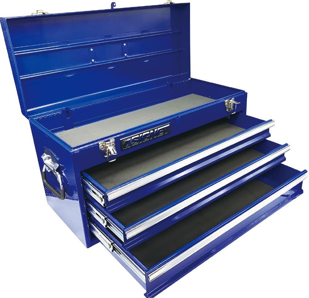 SIGNET 3段式 スチール製 ツールボックス ブルー トレイ無 54381