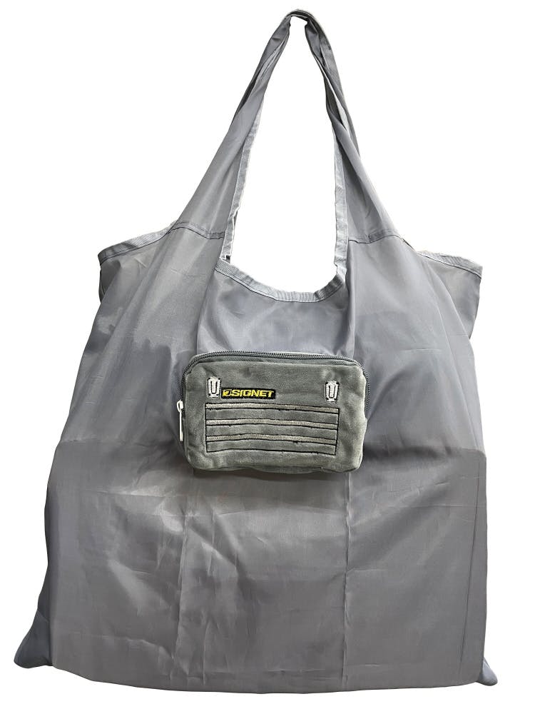 SIGNET エコバッグ 工具BOX型収納式 ネイビー カラビナ付 98191