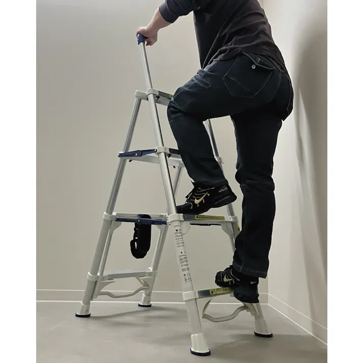 SIGNET 手すり付 折りたたみ 脚立 4段 ワンタッチコンパクト収納 99851 踏み台 高所作業 000856899851【別送品】