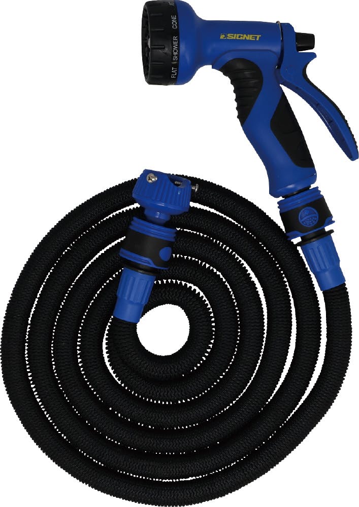 SIGNET 高耐久 伸縮ホース 7.5m 3倍伸長 10パターン 散水ノズル付 99875 ガーデニング 洗車 園芸 000856899875【別送品】