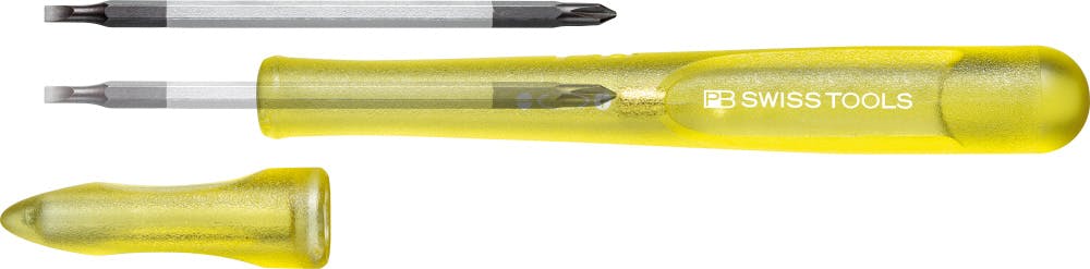 ピービースイスツールズ 差替式 精密マイナスドライバー レインボー イエロー 0.3×2mm 軸長30mm プラス対応 キャップ付 カラフル 168.00YELLOW 000501037003【別送品】