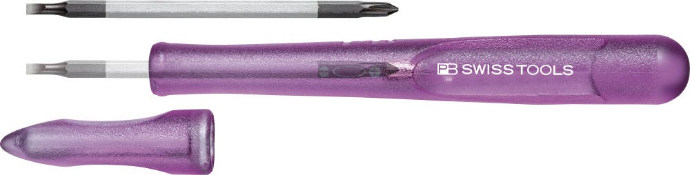 ピービースイスツールズ 差替式 精密マイナスドライバー レインボーパープル 0.3×2mm 軸長30mm プラス対応 キャップ付 カラフル 168.00PURPLE 000501037006【別送品】