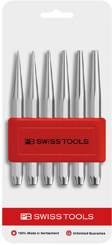 ピービースイスツールズ 6点入 テーパー ピンポンチセット ホルダー付 台紙付 ピン抜き 精密作業 金属加工 735.BCN 000501230738【別送品】