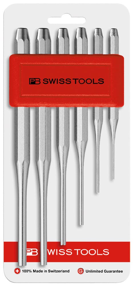 ピービースイスツールズ 6点入 平行 ピンポンチセット ホルダー付 台紙付 ピン抜き 精密作業 金属加工 750.BCN 000501238354【別送品】