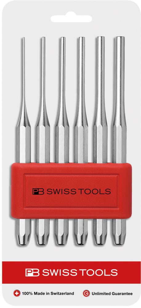 ピービースイスツールズ 6点入 平行 ピンポンチセット ホルダー付 台紙付 ピン抜き 精密作業 金属加工 755.BCN 000501238456【別送品】