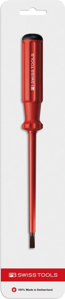 ピービースイスツールズ 絶縁エレクトロ マイナスドライバー 刃先1×5.5mm 軸長125mm 台紙付 電気工事 安全作業 絶縁工具 5100.4-125CN 000501510104【別送品】