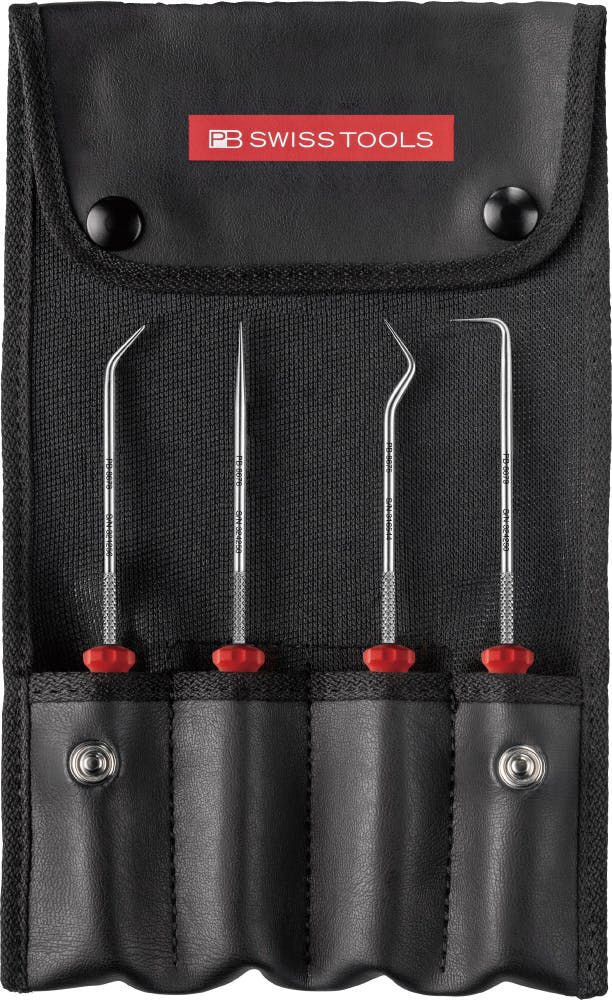 ピービースイスツールズ 4点入 ピックツールセット スイスグリップ ロールケース付 箱付 細部作業 内装はがし DIY 8681.SETCBB 000501598693【別送品】