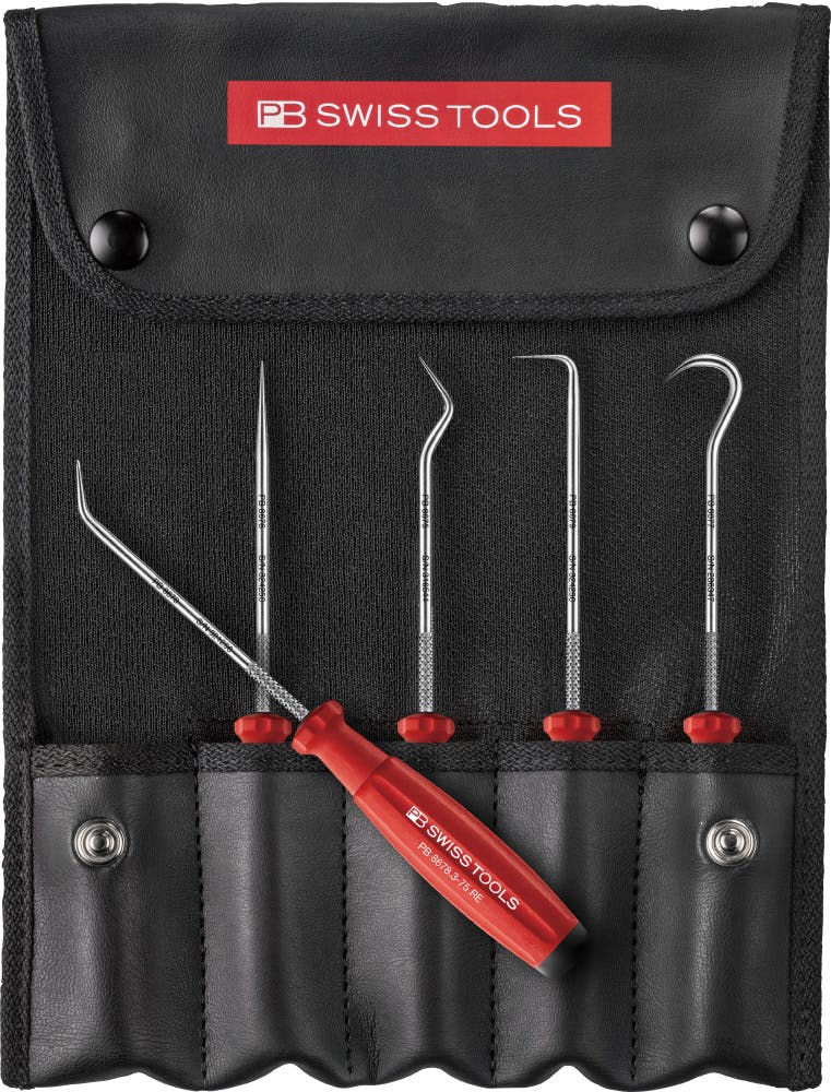ピービースイスツールズ 5点入 ピックツールセット スイスグリップ ロールケース付 細部作業 内装はがし DIY 8685.SET 000501598695【別送品】