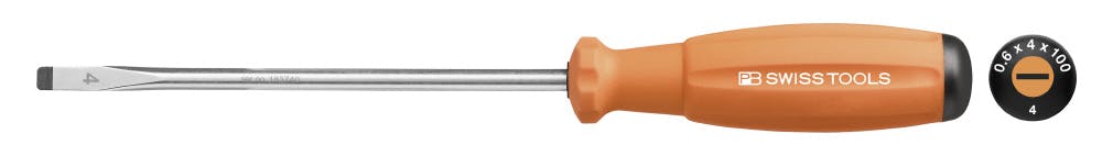 ピービースイスツールズ スイスグリップ マイナスドライバー レインボー 刃先6.5×1mm 軸長140mm オレンジ マイナスねじ DIY ねじ締め 8100.4-140OR 000501710223【別送品】