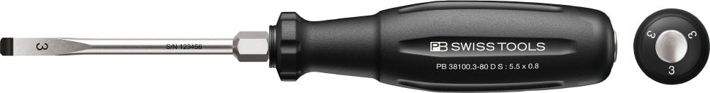 ピービースイスツールズ スイスグリップEVO 貫通マイナスドライバー 刃先5.5×0.8mm 軸長80mm ねじ締め 精密作業 DIY 38100.3-80DS 000501901005【別送品】