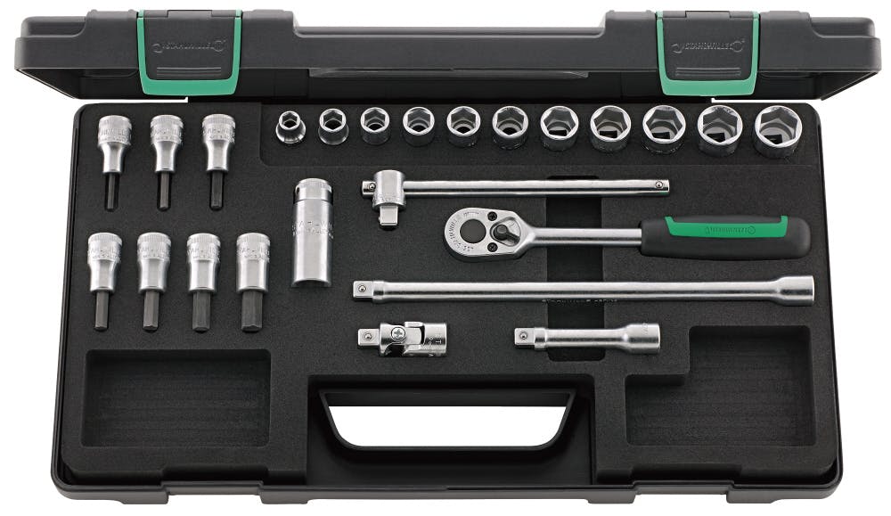 スタビレー 19点入 3/8DR ソケットレンチセット ケース付 全長325mm 狭所作業 精密作業 自動車整備 456/49/19/5KN 000505601061【別送品】