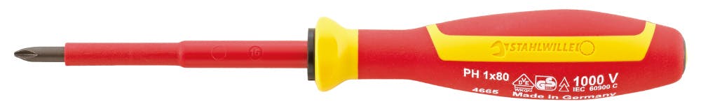 スタビレー 1000V 絶縁プラスドライバー #0 軸長60mm プラスネジ 家具組立 修理作業 4665VDE-1N 000505669861【別送品】