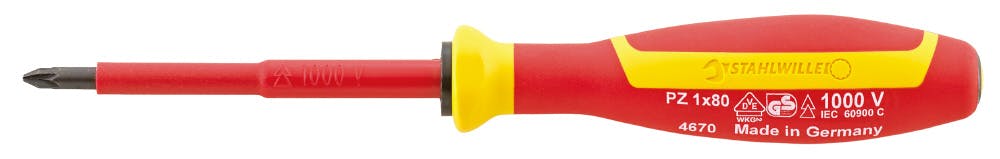 スタビレー 1000V 絶縁ポジドライバー PZ0 軸長60mm プラスネジ 家具