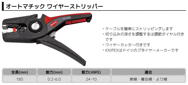 クニペックス ワイヤーストリッパー プレシストリップ6 全長195mm 被覆