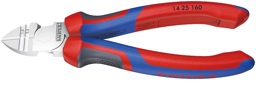 クニペックス 穴付ニッパー コンフォートハンドル 全長160mm 電線切断 配線作業 細線カット 電工工具 DIY 1425-160 000506036251【別送品】