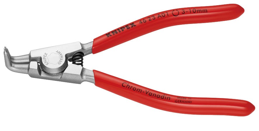 クニペックス 軸用 スナップリングプライヤー 曲 90°プラスチックコーティング 対応シャフト径3-10φmm 全長125mm 止め輪取付 外部リング 軸固定 精密作業 メンテナンス DIY 4623-A01 000506148101【別送品】