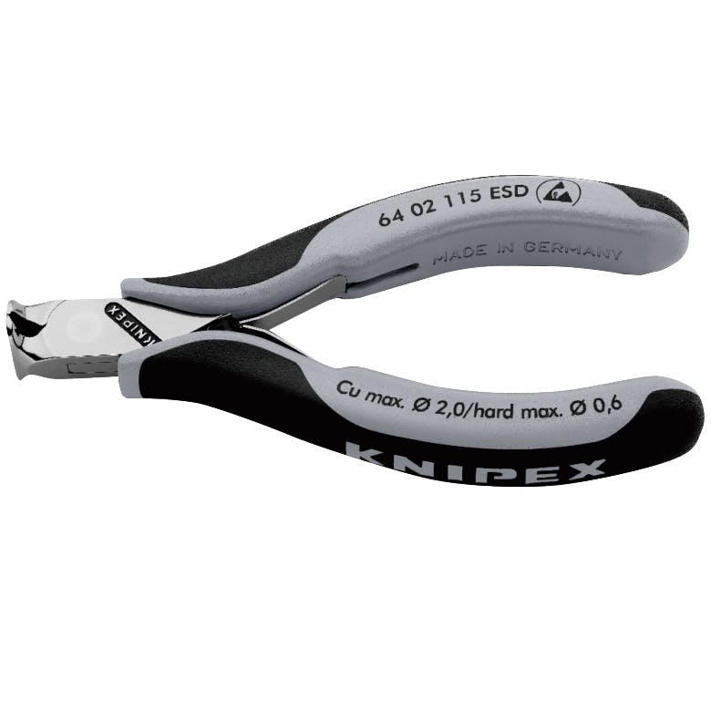 クニペックス ESD エレクトロニクス エンドカッティングニッパー 全長115mm 電線切断 配線作業 細線カット 電工工具 DIY 6402-115ESD 000506160403【別送品】