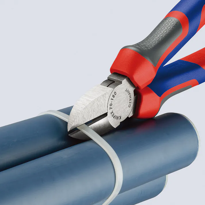 クニペックス 斜ニッパー コンフォートハンドル 全長180mm パック付 電線切断 配線作業 細線カット 電工工具 DIY 7002-180SB 000506173218【別送品】