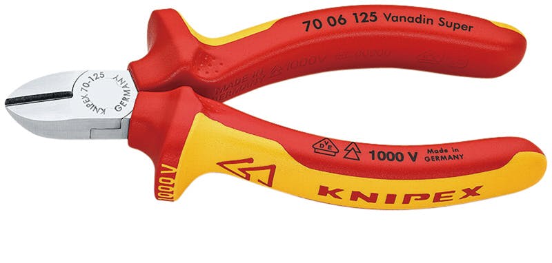 クニペックス 1000V 絶縁斜ニッパー 全長125mm 電線切断 配線作業 細線