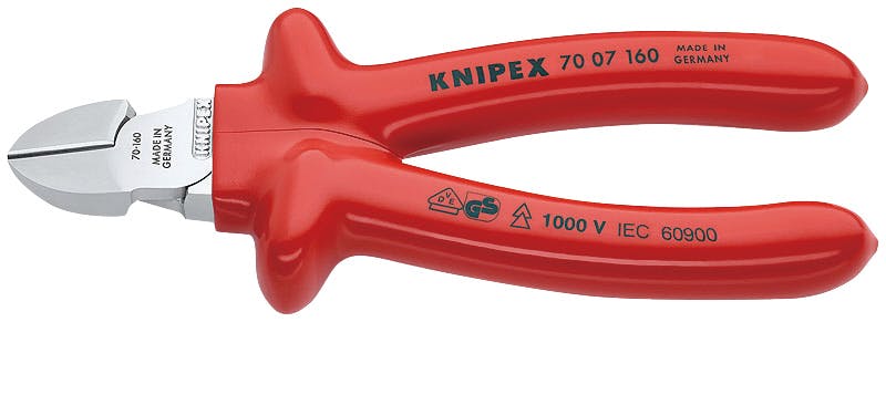 クニペックス 1000V 絶縁斜ニッパー 全長160mm 電線切断 配線作業 細線カット 電工工具 DIY 7007-160 000506174716【別送品】