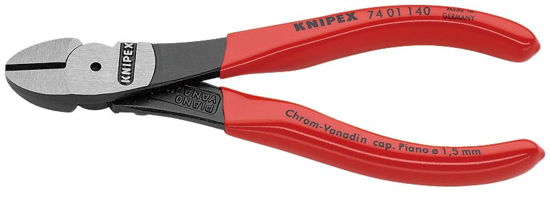 クニペックス 強力型 斜ニッパー 硬線用 プラスチックコーティング 全長140mm 電線切断 配線作業 細線カット 電工工具 DIY 7401-140 000506184141【別送品】