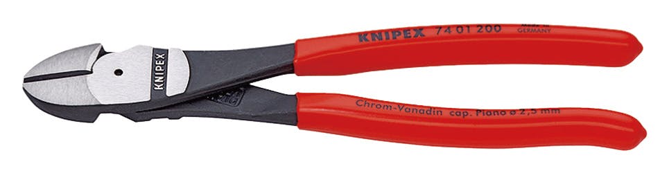 クニペックス 強力型 斜ニッパー 硬線用 プラスチックコーティング