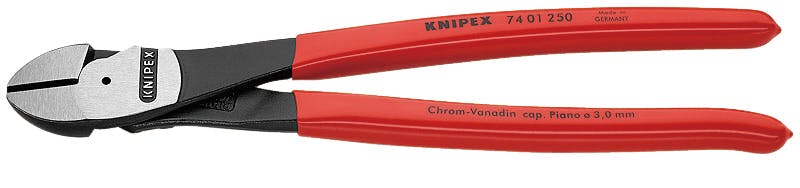 クニペックス 強力型 斜ニッパー 硬線用 プラスチックコーティング 全長250mm 電線切断 配線作業 細線カット 電工工具 DIY 7401-250 000506184251【別送品】