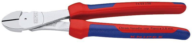 クニペックス 強力型 斜ニッパー 硬線用 コンフォートハンドル 全長250mm 電線切断 配線作業 細線カット 電工工具 DIY 7405-250 000506187250【別送品】