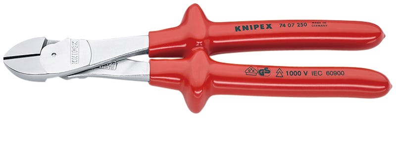 クニペックス 1000V 絶縁強力斜ニッパー 全長250mm 電線切断 配線作業 細線カット 電工工具 DIY 7407-250 000506187251【別送品】