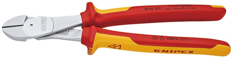 クニペックス 1000V 絶縁強力斜ニッパー 全長250mm 電線切断 配線作業
