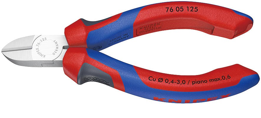 クニペックス エレクトロニクスニッパー コンフォートハンドル 全長125mm 電線切断 配線作業 細線カット 電工工具 DIY 7605-125 000506191125【別送品】