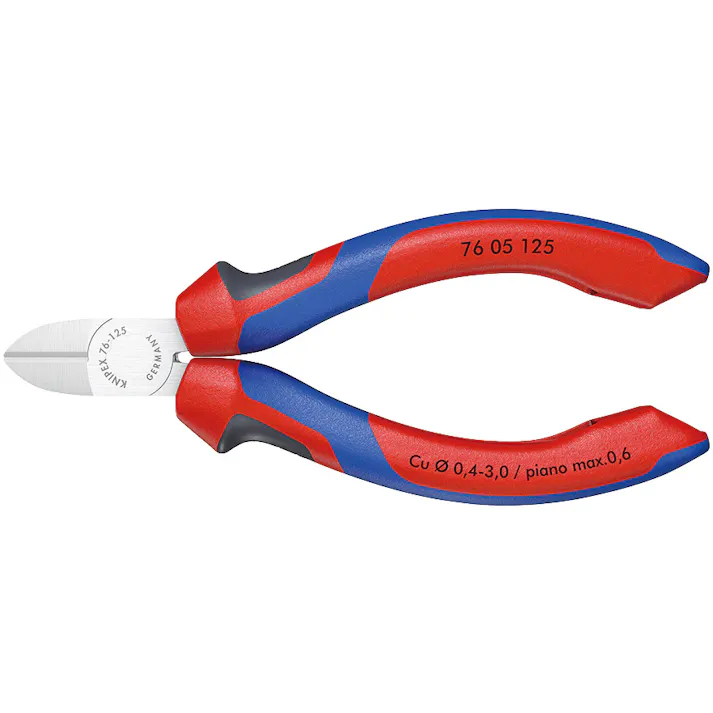 クニペックス エレクトロニクスニッパー コンフォートハンドル 全長125mm 電線切断 配線作業 細線カット 電工工具 DIY 7605-125 000506191125【別送品】