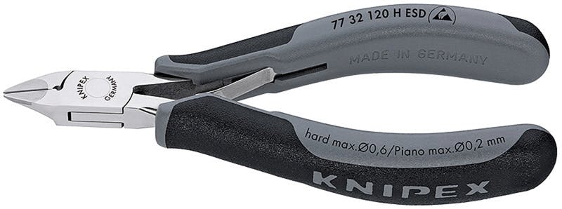 クニペックス ESD 超硬刃 エレクトロニクスニッパー 全長120mm 電線切断 配線作業 細線カット 電工工具 DIY 7732-120HESD 000506194023【別送品】