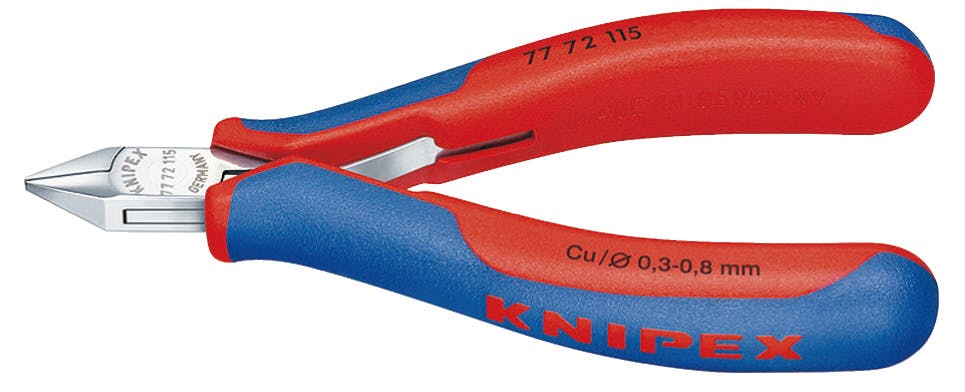クニペックス エレクトロニクスニッパー コンフォートハンドル 全長115mm 電線切断 配線作業 細線カット 電工工具 DIY 7772-115 000506194773【別送品】