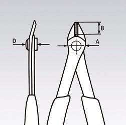 クニペックス ESD エレクトロニクス スーパーニッパー 全長140mm 電線