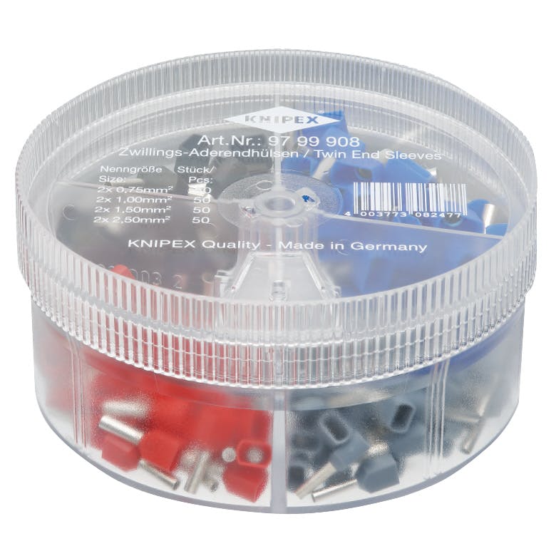 クニペックス 1000V 絶縁ツインワイヤーエンドフェルールキット 端子接続 電線加工 配線作業 電工工具 DIY 9799-908 000506278785【別送品】