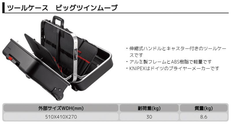 クニペックス ツールケース ビッグツインムーブ キャスター付 工具収納