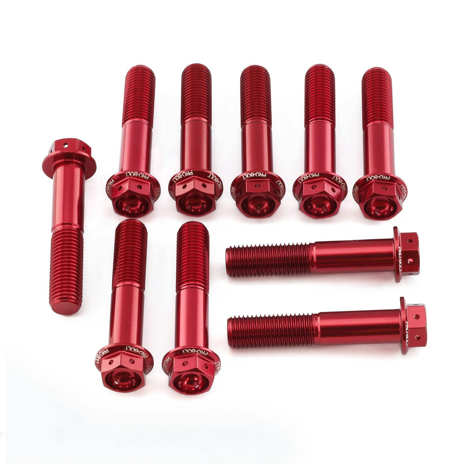 Pro-Bolt プロボルト アルミニウム フランジヘックスヘッドボルト M10x(1.25mm)x50mm レーススペック エッチング 10個入りパック (HX1050FR-10E) HX1050FR-10RE (CDC)【ネット注文限定・別送品】