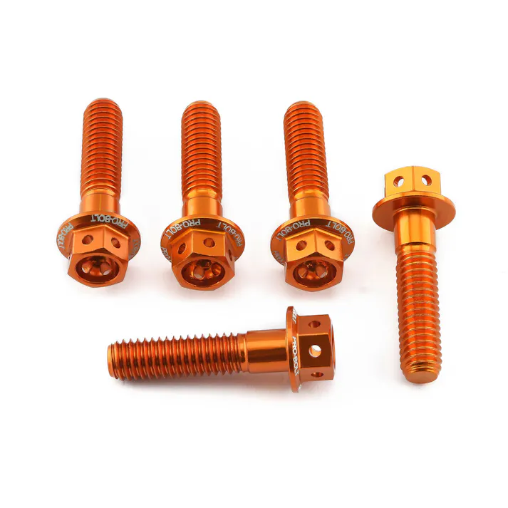 Pro-Bolt プロボルト アルミニウム フランジヘックスヘッドボルト M6x(1.00mm)x25mm レーススペック エッチング 5個入りパック (HX625R-5E) HX625R-5OE (CDC)【ネット注文限定・別送品】