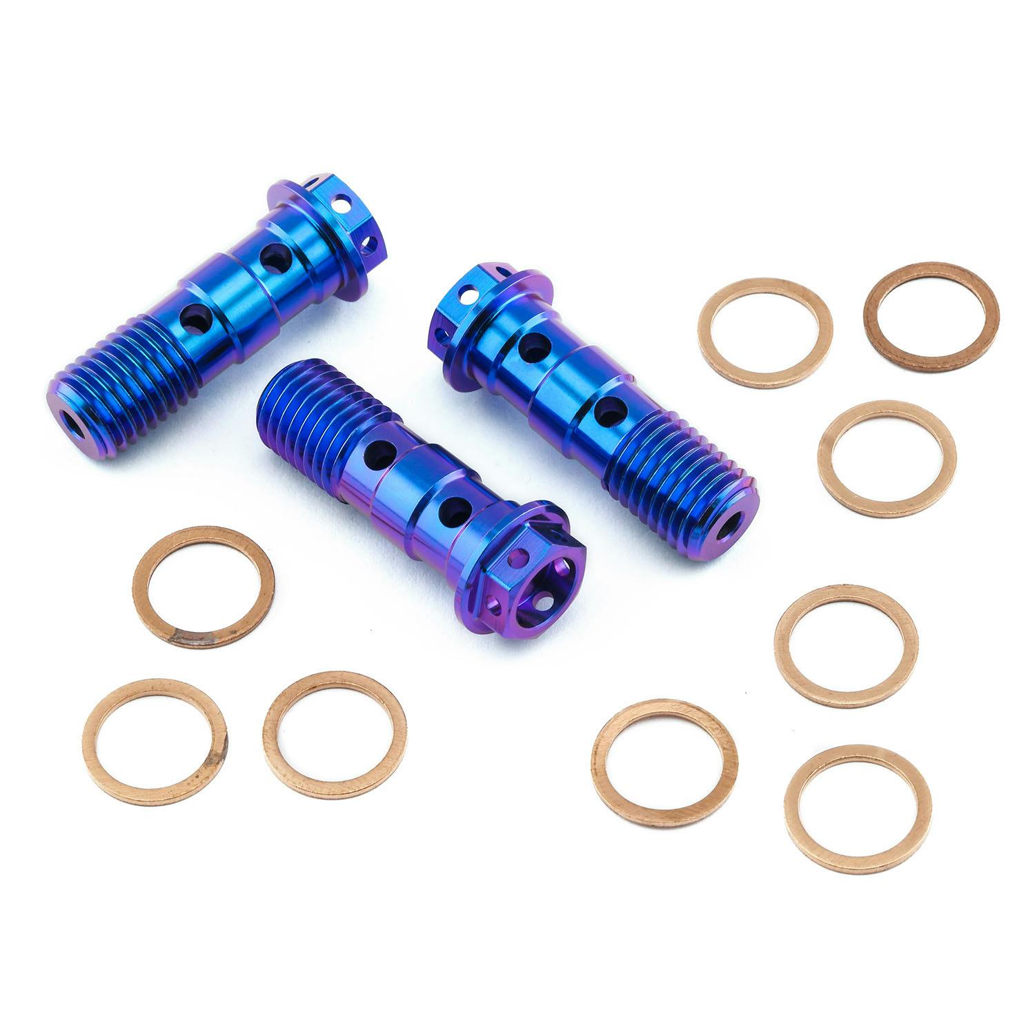 チタン バンジョーボルト ダブル M10 x (1.25mm) レーススペック 3個パック リアキャリパー TIBANJOD10R-3Z2P (CDC)【別送品】